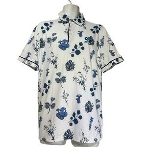 Extracurricular Polo Botanical Blue Embroidered Golf Shirt Size M